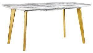 Tavolo da Pranzo MDF Effetto Marmo Gambe Ferro dorato Piano Allungabile Rettangolare 160/200 x 90 cm Beliani