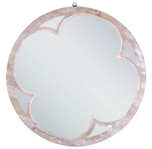 Specchio da parete Bianco di legno chiaro di abete cinese ø 60 Rotondo Decorativo a parete Pezzo d'arredo Beliani