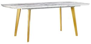 Tavolo da Pranzo MDF Effetto Marmo Gambe Ferro dorato Piano Allungabile Rettangolare 160/200 x 90 cm Beliani