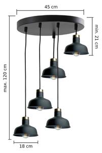 Lampadario a sospensione con filo HEBE 5xE27/60W/230V nero