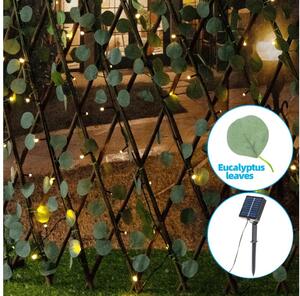 Aigostar - Catena LED solare 148xLED/2x1,2m IP65 bianco caldo eucalipto
