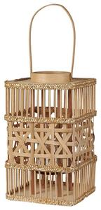 Lanterna porta candela in bambù naturale 35 cm in stile boho per interni ed esterni Beliani