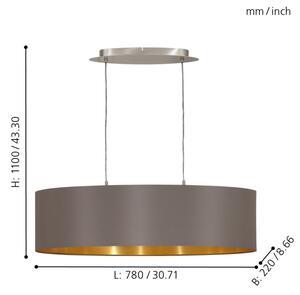 Eglo 55271 - Lampadario a sospensione con filo MASERLO 2xE27/60W/230V marrone
