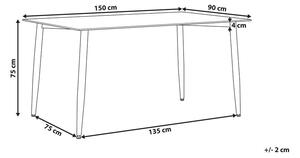 Tavolo da Pranzo Piano in Vetro Trasparente Gambe in Metallo Nero 150 x 90 cm Rettangolare Beliani