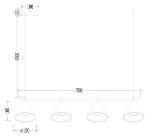 Lampadario a sospensione con filo CONE 4xGU10/10W/230V oro/nero