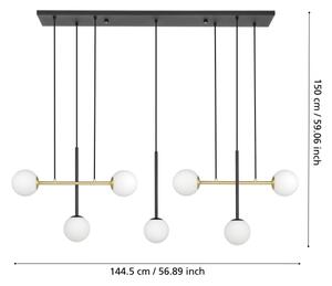 Eglo 390178 - Lampadario a sospensione con filo PAZ 7xE14/40W/230V oro/nero