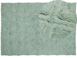 Tappeto in morbido cotone verde 160 x 230 cm con motivo geometrico camera da letto soggiorno Beliani