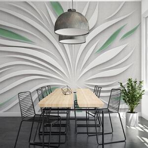 Carta da parati Fiore astratto su tessuto nei colori del verde, Carta da parati 3D, u06452v2 : Uwalls.it