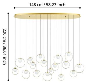 Eglo 390348 - Lampadario a sospensione con filo LED dimmerabile PORTOCOLOM 17xLED/3W/230V oro
