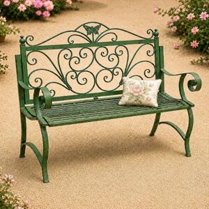 DanDiBo panca da giardino in metallo resistente alle intemperie patina verde 120 cm panca a 2 posti 96021 panca da parco ferro giardino