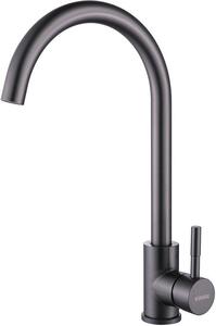 KINSE Miscelatore monocomando da cucina, acciaio inox | Miscelatore da cucina girevole a 360° | Miscelatore da cucina ad alta pressione | Grigio canna di fucile