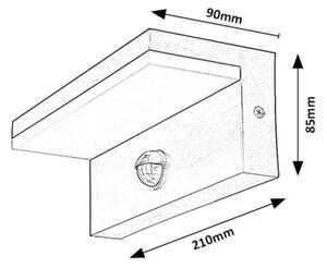 Rabalux 77115-Applique da esterno con sensore ZARAGOZA LED/9W/230V IP54 nero