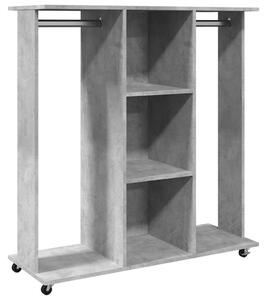 VidaXL Appendiabiti con rotelle grigio cemento 102x38x110 cm materiale a base di legno