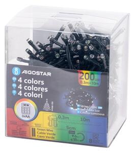 Aigostar -LED catena luminosa per esterni 200xLED/8 funzioni 3xAA 10,3m IP44 multicolore