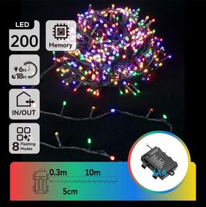 Aigostar -LED catena luminosa per esterni 200xLED/8 funzioni 3xAA 10,3m IP44 multicolore