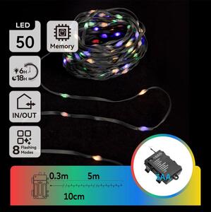 Aigostar - Catena luminosa LED da esterno 50xLED/8 funzioni 3xAA 5,3m IP44 multicolore