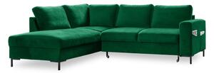 Divano letto angolare in velluto verde scuro (angolo sinistro) Lofty Lilly - Miuform