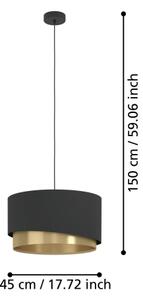Eglo 39925 - Lampadario a sospensione con filo MANDERLINE 1xE27/40W/230V nero/oro
