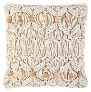 Set di 2 cuscini decorativi beige cotone macramè 45 x 45 cm corda Boho Retro Decor accessori Beliani