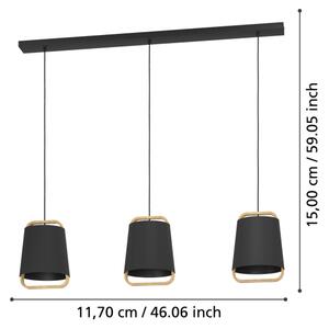 Eglo 390186 - Lampadario a sospensione con filo CAMALOZA 3xE27/40W/230V nero