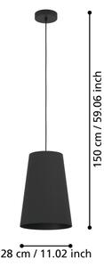 Eglo 390132 - Lampadario a sospensione con filo PETROSA 1xE27/40W/230V nero