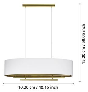 Eglo 390182 - Lampadario a sospensione con filo PINETARA 4xE27/40W/230V bianco/oro