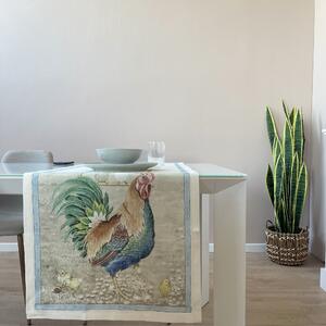 Tessitura Toscana Telerie Runner tavolo Roosters in 100% lino 45x170 cm