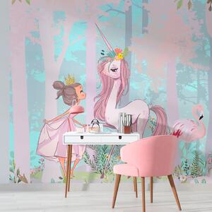 Carta da parati La principessa delle fate e l'unicorno, Carta da parati per Bambini, u97350 : Uwalls.it