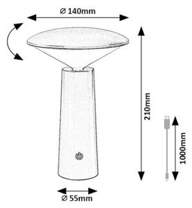 Rabalux 77147-LED Lampada da tavolo touch ricaricabile e dimmerabile POLPERRO LED/3W/3,7V 1200mAh nero