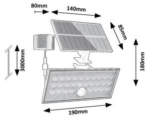 Rabalux 77129 - Faretto solare LED ZAVOD LED/8W/3,7V 1800mAh IP65 con sensore