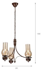 Brilagi - Lampadario LED a catena COTTAGE 3xE14/40W/230V faggio/marrone/beige fumé