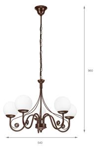 Brilagi - LED Lampadario a sospensione con catena COTTAGE 5xG9/40W/230V marrone/bianco