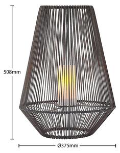 Lindby Kaati lanterna LED solare, rattan, 37 cm