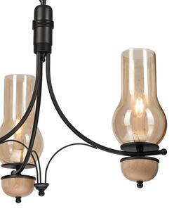 Brilagi - Lampadario LED a catena COTTAGE 3xE14/40W/230V quercia/nero/beige fumé