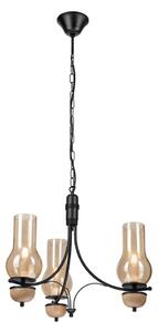 Brilagi - Lampadario LED a catena COTTAGE 3xE14/40W/230V quercia/nero/beige fumé
