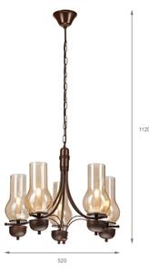 Brilagi - LED Lampadario a sospensione con catena COTTAGE 5xE14/40W/230V quercia/marrone