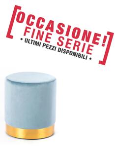 POUFF In Velluto con fascia dorata design Cilindrico Dimensioni 36x h40 cm colore celeste