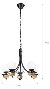 Brilagi - LED Lampadario a sospensione con catena COTTAGE 5xG9/40W/230V faggio/bianco