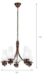 Brilagi - Lampadario LED a catena COTTAGE 5xE14/40W/230V rovere/bianco