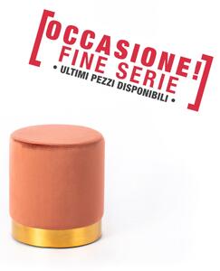 POUFF In Velluto con fascia dorata design Cilindrico Dimensioni 36x h40 cm colore Arancio