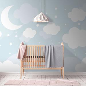 Carta da parati Carta da parati carina con nuvole, stelle e luna su, Carta da parati per Bambini, Carta da parati per Ragazzo, u97510 : Uwalls.it
