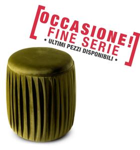 POUFF In Velluto CORA con fascia dorata design Cilindrico Dimensioni 36x h40 cm Struttura in Metallo colore Verde
