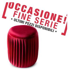 POUFF In Velluto CORA con fascia dorata design Cilindrico Dimensioni 36x h40 cm Struttura in Metallo colore Rosso