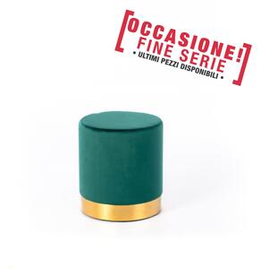 POUFF In Velluto con fascia dorata design Cilindrico Dimensioni 36x h40 cm colore verde imperiale