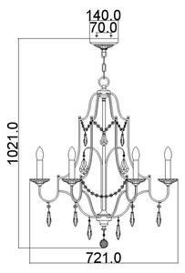 Feiss FE-VALENTINA6 - Lampadario a sospensione con catena VALENTINA 6xE14/60W/230V