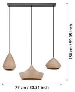 Eglo 390269 - Lampadario a sospensione con filo TORREMOLINOS 3xE27/28W/230V beige