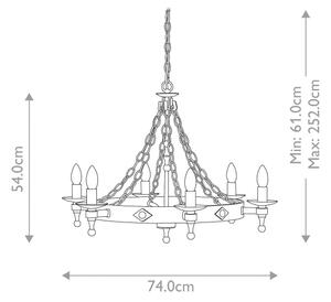 Elstead WR6-GRAPHITE - Lampadario a sospensione con catena WARWICK 6xE14/60W/230V