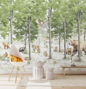 Carta da parati Foresta con animali, Carta da parati per Bambini, u97741 : Uwalls.it