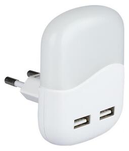 LED Luce notturna con sensore crepuscolare 2xUSB LED/0,45W/230V 3000K