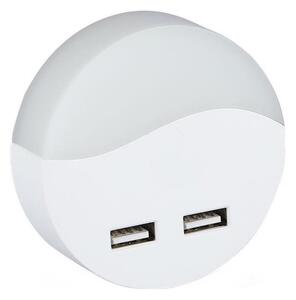 LED Luce notturna con sensore crepuscolare 2xUSB LED/0,45W/230V 3000K
